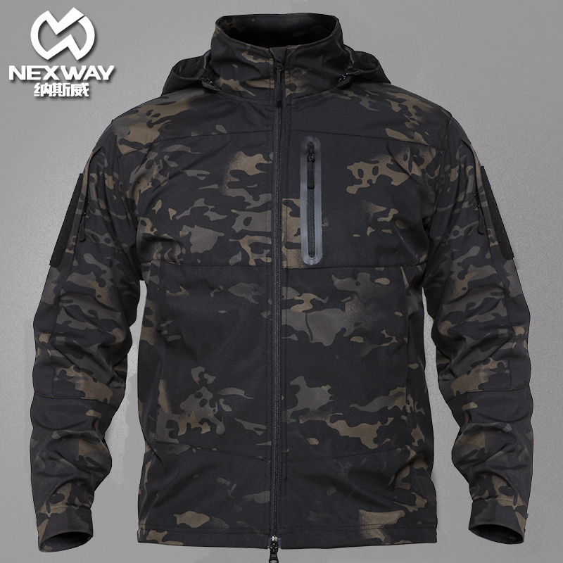 Outdoor Shark Fish Leather Soft Shell Submachine Clothing Men's Three-in-one Spring Autumn Season Windproof Waterproofing Camouflay Mountaineering Clothing Tactical Jacket