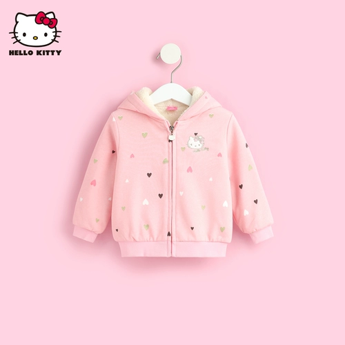 Hello Kitty, детская куртка с молнией, милая толстовка с капюшоном, детская одежда, 1-5 лет