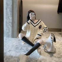 Twist big sweater women loose lazy college style 2021 new fashion foreign style bottom autumn winter wear ins tide