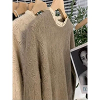 Бархатный кружевной осенний весенний расширенный сексуальный свитер, коллекция 2022, европейский стиль, в западном стиле