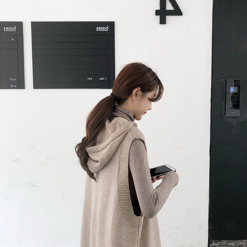 Large size 2022 knitted sweater autumn and spring skirt long-sleeved French retro inside long skirt women's long version over the knee