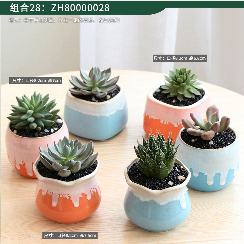 Fleshy flowerpot pack mail special offer a clearance package combination of creative move coarse pottery breathable flesh pottery pot the plants