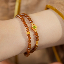 Full Courtyard and at the end sugar and field jade sugar jade bracelet with female sugar material double ring millet bead bracelet emerald jade