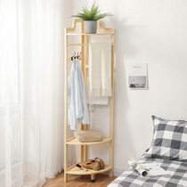 Solid Wood corner coat rack hanger floor flat home bedroom corner simple corner office hanger room