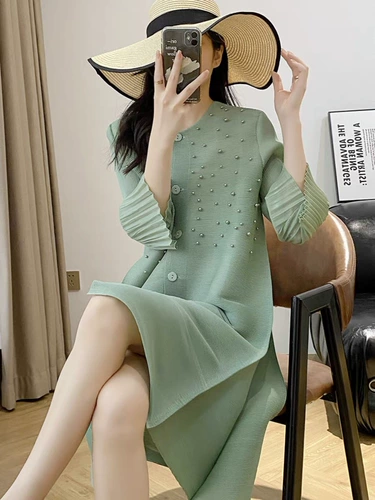 Иссси Мияке Сандхай Жизнь Складывает гвоздь свободные кассакаты 2024 Новое похудение и восстановление платьев женщин