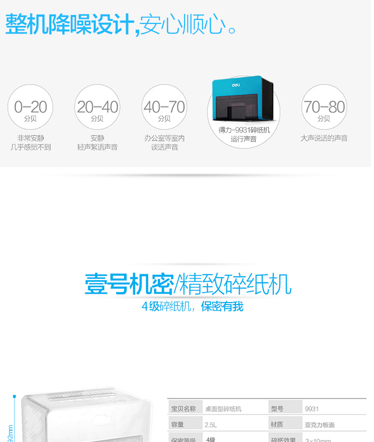 Máy cắt nhỏ để bàn nhỏ gọn 99 99 của văn phòng máy chủ văn phòng 4 cấp bảo mật quá nhiệt bảo vệ 2.5L dung tích trắng - Máy hủy tài liệu máy nghiền giấy van phong