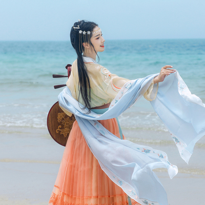 taobao agent 汉尚华莲 Xiazhou Hanfu Women's accessories Putting embroidery three-color wild shirt skirt summer spot
