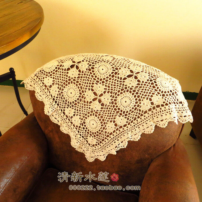 清新水莲 纯手工钩针钩花棉线镂空编织欧美式装饰沙发扶手盖布巾