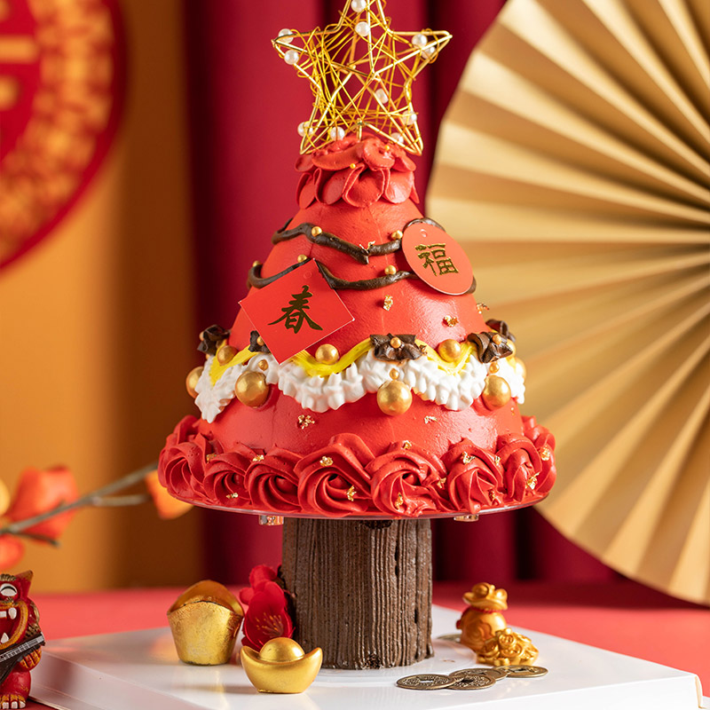 New Year 2022 Fortune Tree Cake Pile Support Rack Gasket Double Height Separated Floating Cake Fixture
