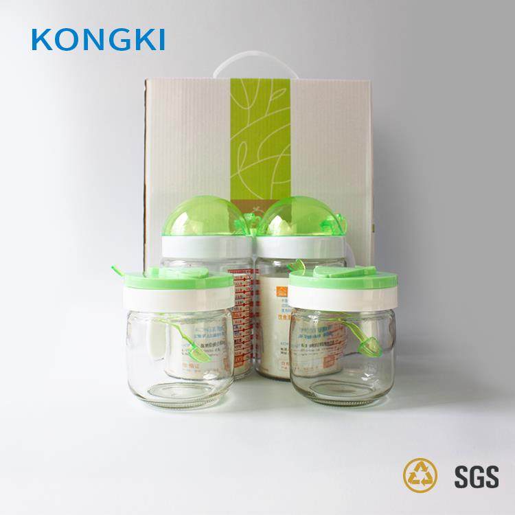 Small three-sample seasoning pot oil control pot set Glass household gift box 4 quantitative oil pot Soy sauce pot Disease control
