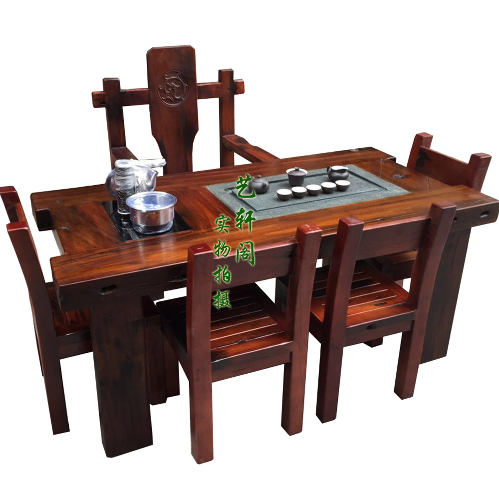 Old boat wooden tea table solid wood Kung Fu coffee table tea art table balcony living room small Chinese tea table new product special offer