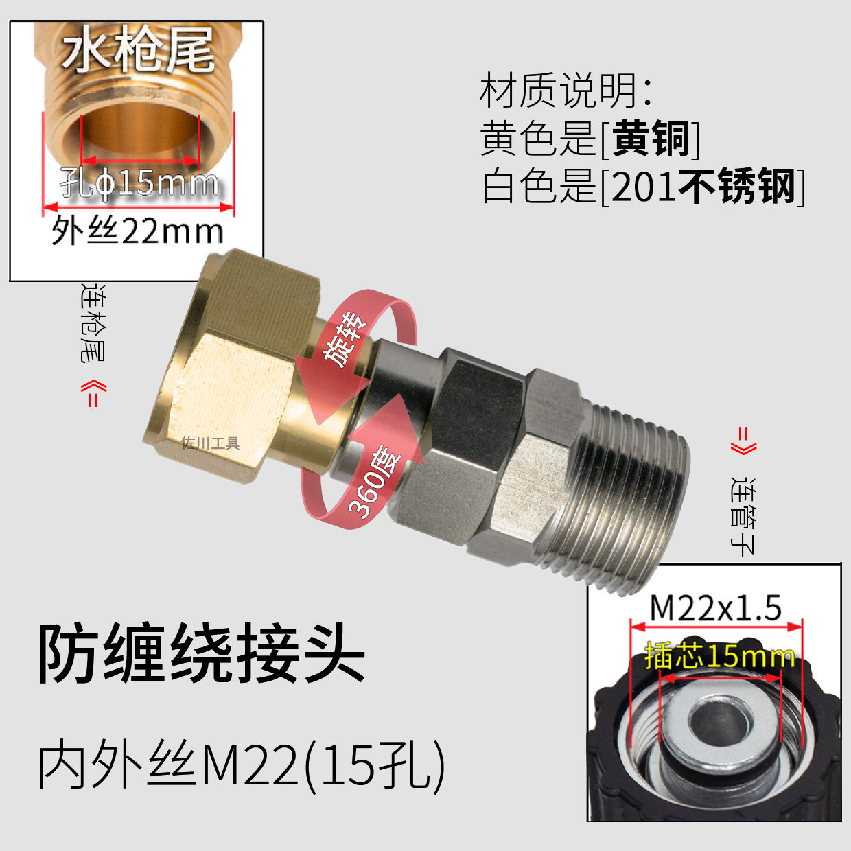 6 series 6790 short gun 7580 high-pressure water gun cleaning car machine anti-winding fast splicing head 100 million forces M22 hole 15mm