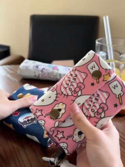 2024新款钱包卡包一体女大容量现金可爱帆布hellokitty卡通零钱包