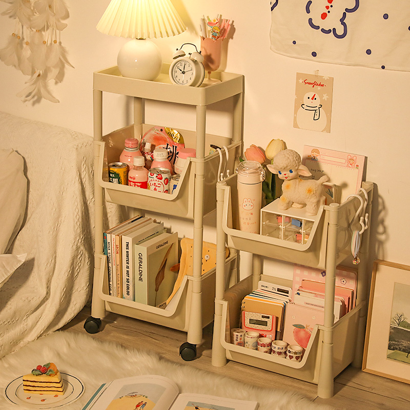 Cart frame landing multi-layer books and bedhead moving bookshelf small belt snack shelves