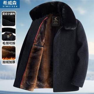 中年爸爸冬装棉服外套雪尼尔加绒加厚中老年人男士棉衣爷爷装棉袄