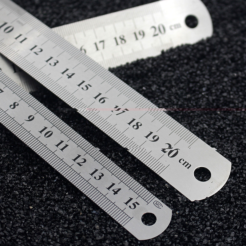 Office student steel ruler 150MM -300MM double-sided scale ruler stainless steel ruler art