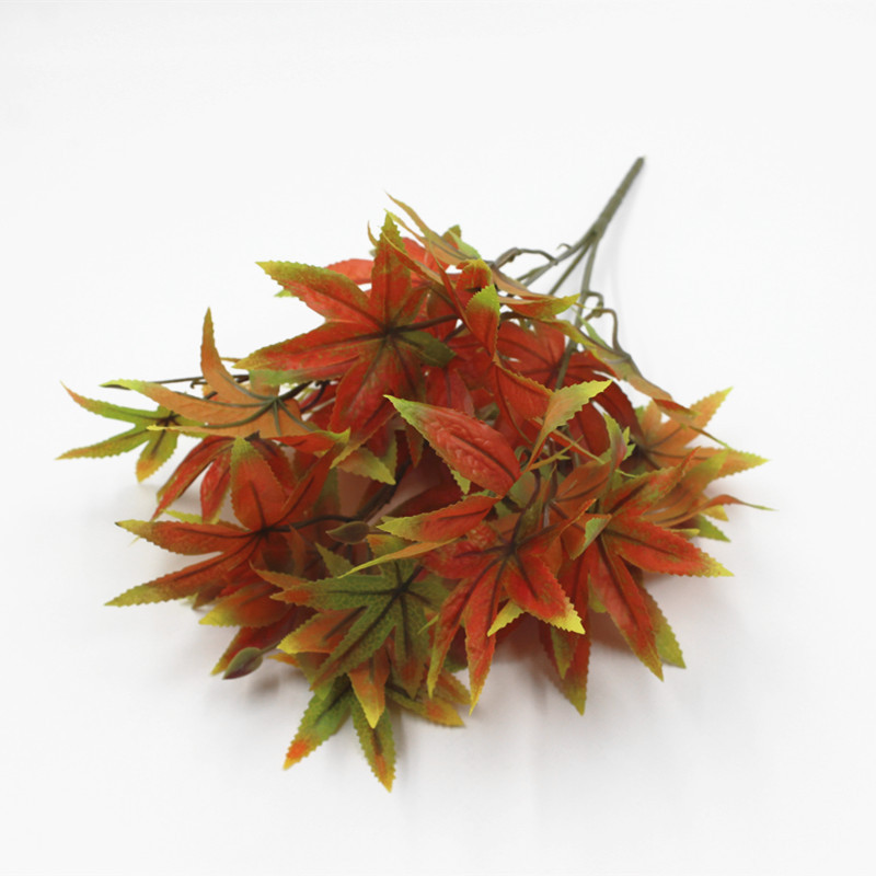 Simulation plant wall decorative matching material potted green plant 5 heads emulated maple leaf
