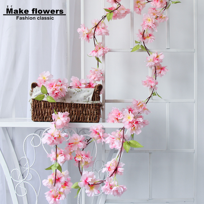 Simulation Cherry Blossom Rose Rose Vine Wall-mounted Flower Fake Flowers Vines Wedding AIR CONDITIONING INDOOR PIPING CENTRAL HEATING DECORATION FLOWERS VINE