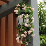 Симуляция розовая фальшивая цветочная виноградная лоза балкон подвесная корзина ротан