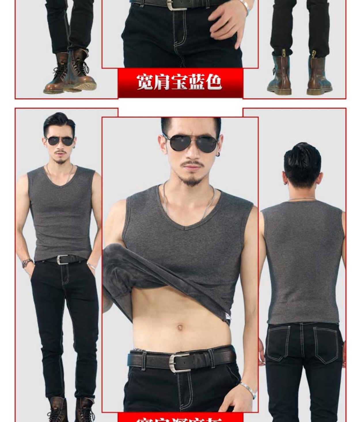 Thanh niên thu đông Phiên bản Hàn Quốc của những người đàn ông mặc vest ấm áp cộng với nhung dày cơ sở không tay áo thun ba lỗ