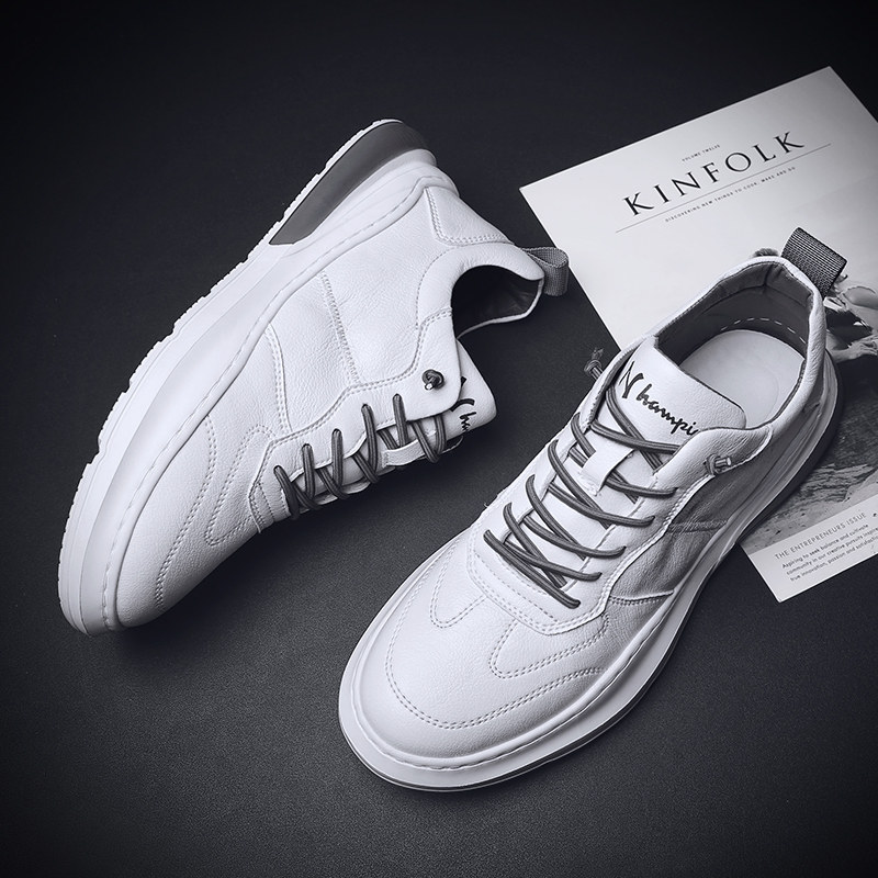 Tide brand leather sneakers men's winter 2021 new sports trend all-match casual inner heightening breathable white shoes