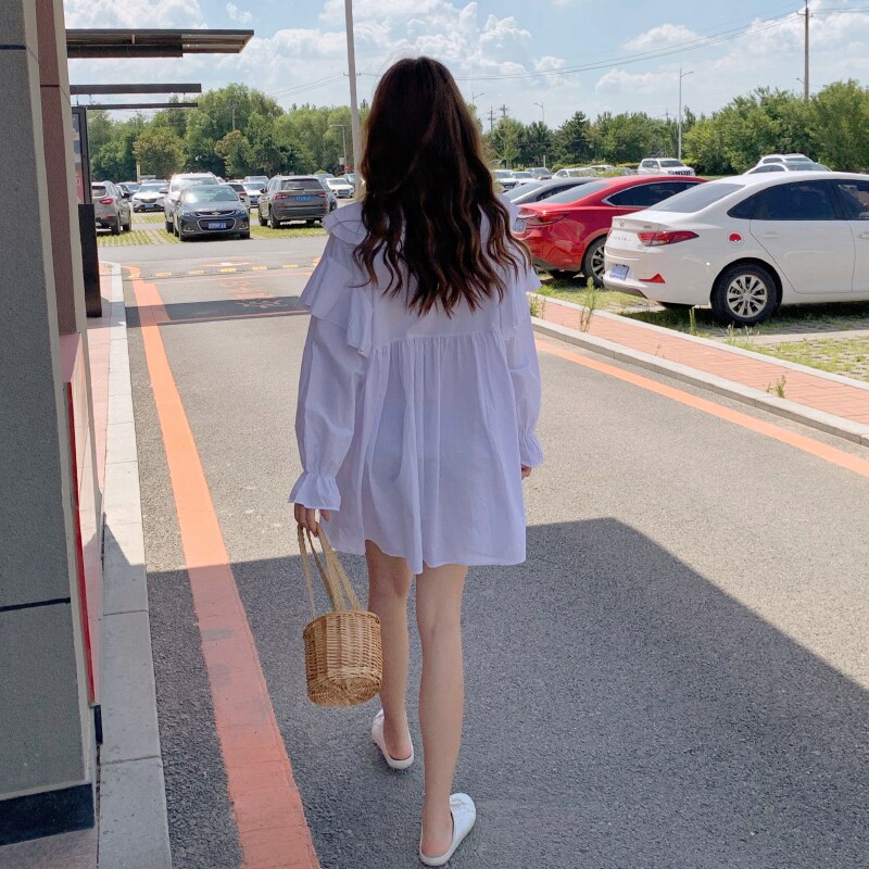 2021 early spring new French first love gentle temperament socialite white doll shirt a-line dress childrens summer