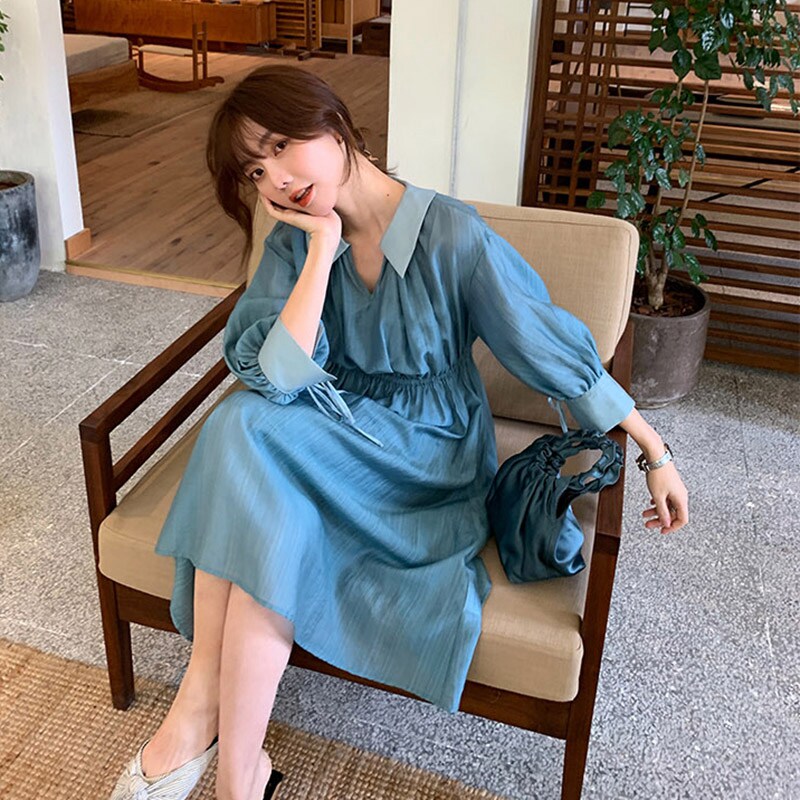 2021 early spring new small French socialite bellflower skirt elegant temperament Mori drawstring dress childrens summer