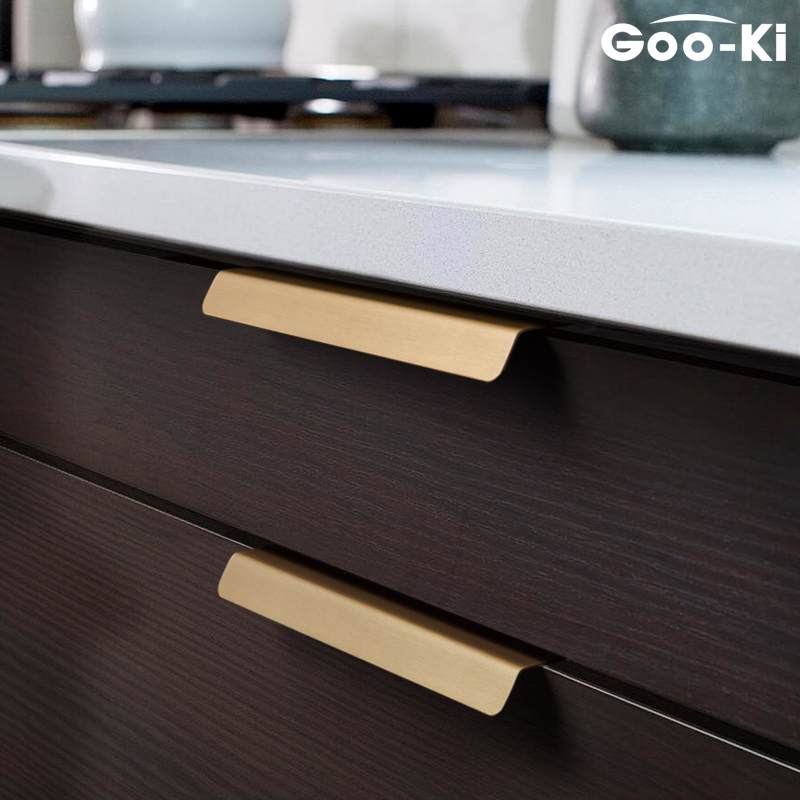 GOO-KI Geo Qi New Chinese Bronze Concealed Pull Handle Brief Modern Nordic Cabinet Door Overall Cupboard Drawer Hide Handle