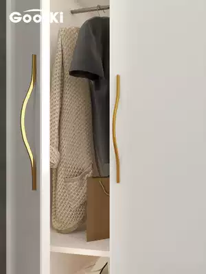 Gooqi wardrobe handle light luxury modern simple whole cabinet Golden drawer long handle cabinet door handle