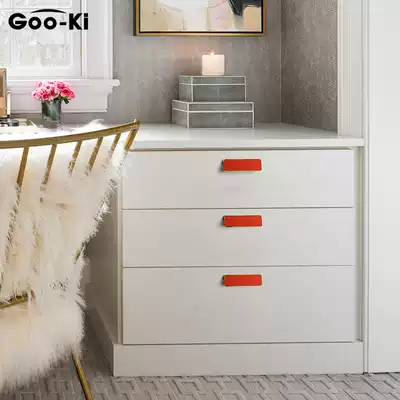 Gooqi leather inlaid handle light luxury modern cabinet door handle cabinet whole cabinet drawer handle Nordic simple
