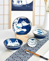 Handlebar bowls net red ins cows Blister Noodles Bowl with lid Ceramic Han version Cute Teen Heart Students Lunch Box Bowl