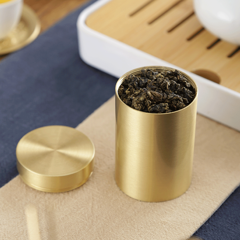Total Copper Tea Leaf Jars Seal Tank Storage Tank Small meme Type small tea pot Damp Tea Silo Jar Travel Portable Tea Bin