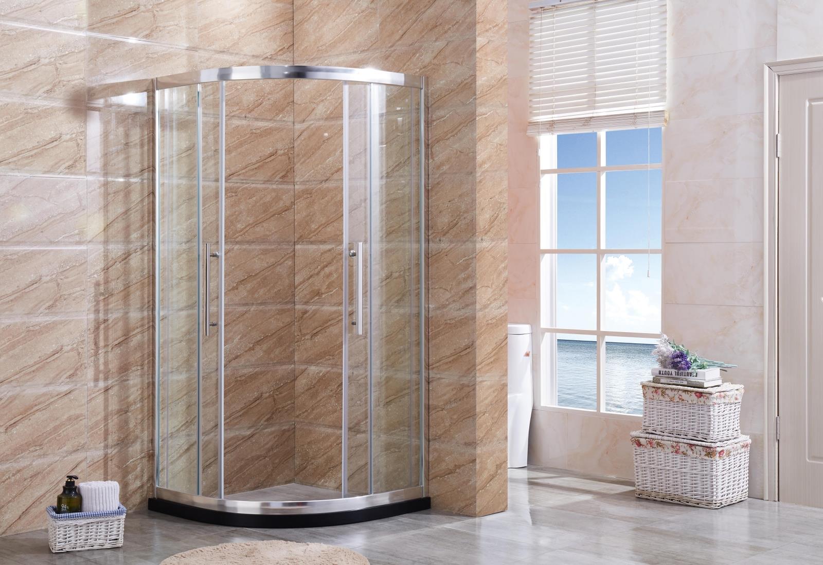 Shower Room Overall Bathroom Sliding Door Tempered Glass Shower Room Partition Screen Arc Fan Shaped High End Aluminum Alloy Frame