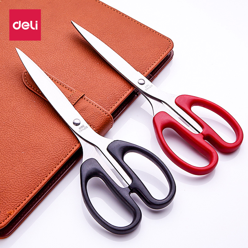 Deli scissors Student convenient manual paper-cutting knife Stainless steel art sharp safety large medium small scissors Household kitchen tailor multi-function scissors