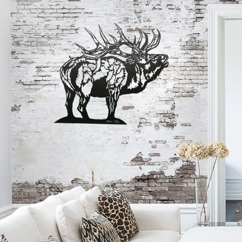 Reindeer C carved steel plate decorative painting metal cutting hollow iron art mural creative wall hanging background wall animal
