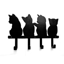 Original four kittens cute hook wrought iron clothes hang key hang send nails creative wall hanging long row hook single hook