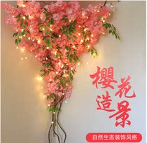 Window display rattan decoration tree silk flower simulation branch tree rattan background Wedding tree rattan flower rattan flower floral art