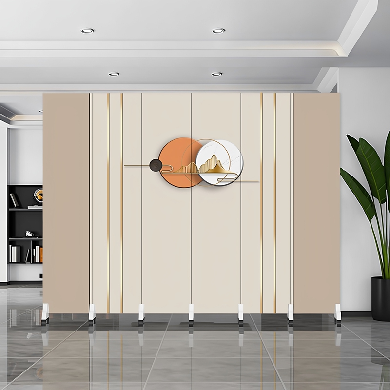 Movable Partition Wall with Wheels for Home Decoration, Living Room, Office, Dining Room, Double-Sided Folding Barrier, Simple Design