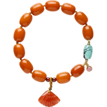 Pucai natural amber beeswax bracelets for women yellow old beeswax bracelets jujube bead-shaped single-turn bracelets southern red accessories