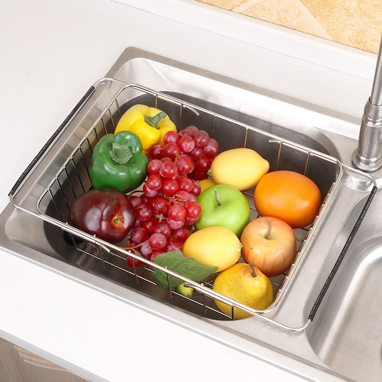 Stainless Steel Kitchen Sink Drain Basket Flex Fruit And Vegetable Dishes Containing Basket Wash Vegetable Basket Sink Shelf