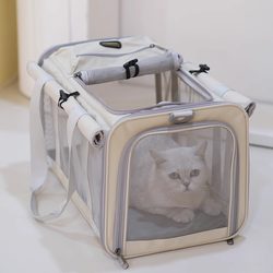 Large Cat Carrier, Portable, Large Capacity, Cat Pet Bag, Maine Coon, Ragdoll, Anti-Stress, Breathable for Two Fat Cats