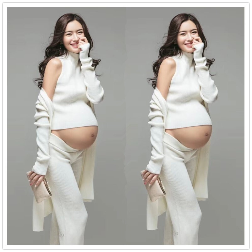 2021 Pregnant Women Photos Clothing High End Exhibition New White Sexy Fashion Brief Photo Gallery Art Writing True