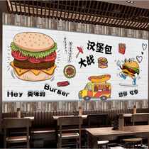 Fast food restaurant snack bar decoration fried chicken shop burger background wall theme restaurant wallpaper catering wallpaper decoration wall