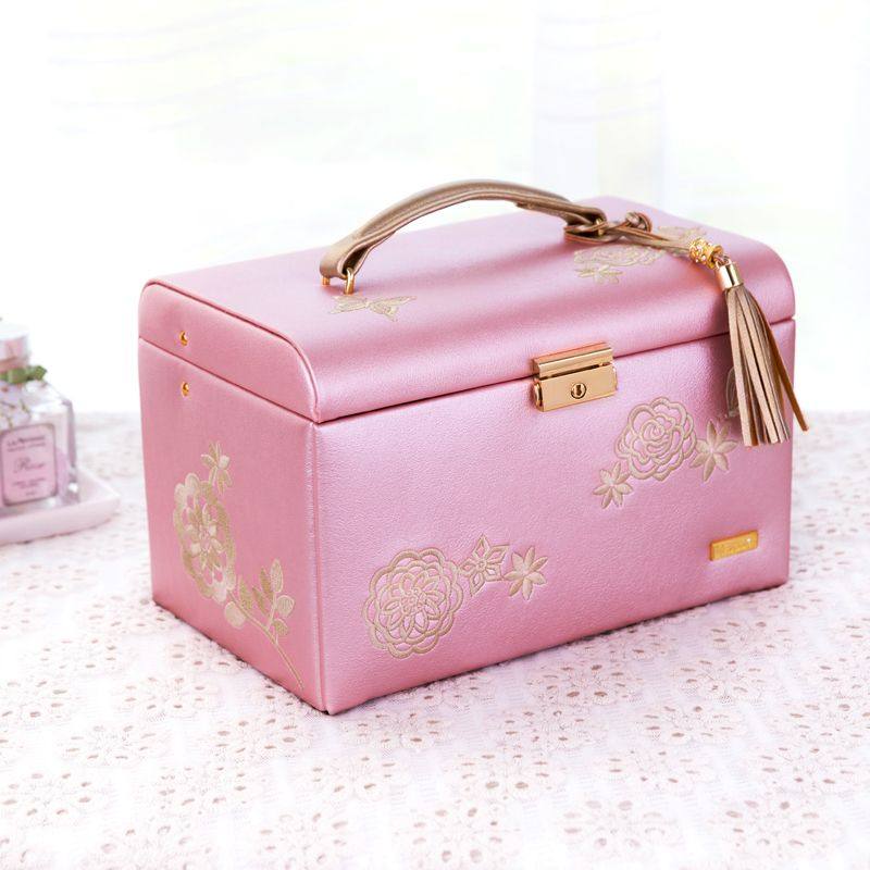 European Wedding Embroidery Jewelry Box Jewelry Box Large Jewelry Box Storage Box Ring Box Wooden Gift