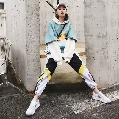 Large size women fashion set 2019 autumn and winter New Fat mm hip hop meat cover leisure sports thick cotton two-piece Tide brand