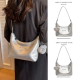 Универсальная серебряная сумка через плечо для отдыха, портативная сумка подмышку, барсетка, в корейском стиле, премиум класс