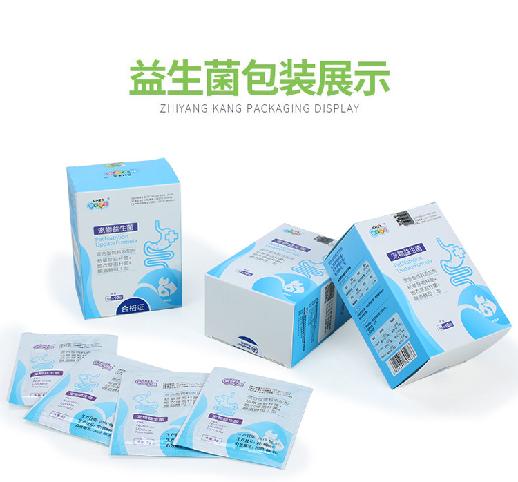 Chó mèo nói chung mới yêu thích Kang men vi sinh 10 gói / hộp 50g sản phẩm chăm sóc sức khỏe thú cưng nôn mửa điều hòa hơi thở hôi dạ dày Bột kích sữa cho chó mẹ