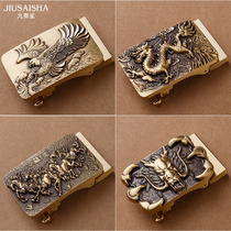 Pure copper automatic buckle domineering Dragon belt buckle men yao dai tou brass pants lead fitting 3 5cm