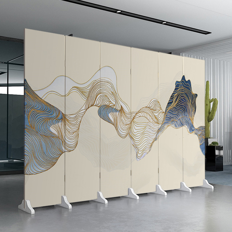 New Chinese-style screen partition wall living room folding mobile simple modern office inside the block home double-sided fabric
