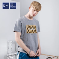 KM Men 2019 Mùa hè Mới Slim Hoa Xám Cá tính In Top Áo sơ mi ngắn tay cho học sinh - Polo ao polo